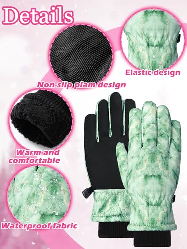 Image of SATINIOR 2 Pairs Kids Waterproof Winter Snow Gloves Ski Gloves for Boy Girl Outdoor Warm Thickening Snowboard