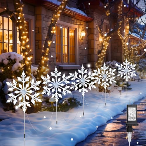 Brightown Snowflake Lights Outdoor, 10 Large Snowflake Christmas Pathway Lights,