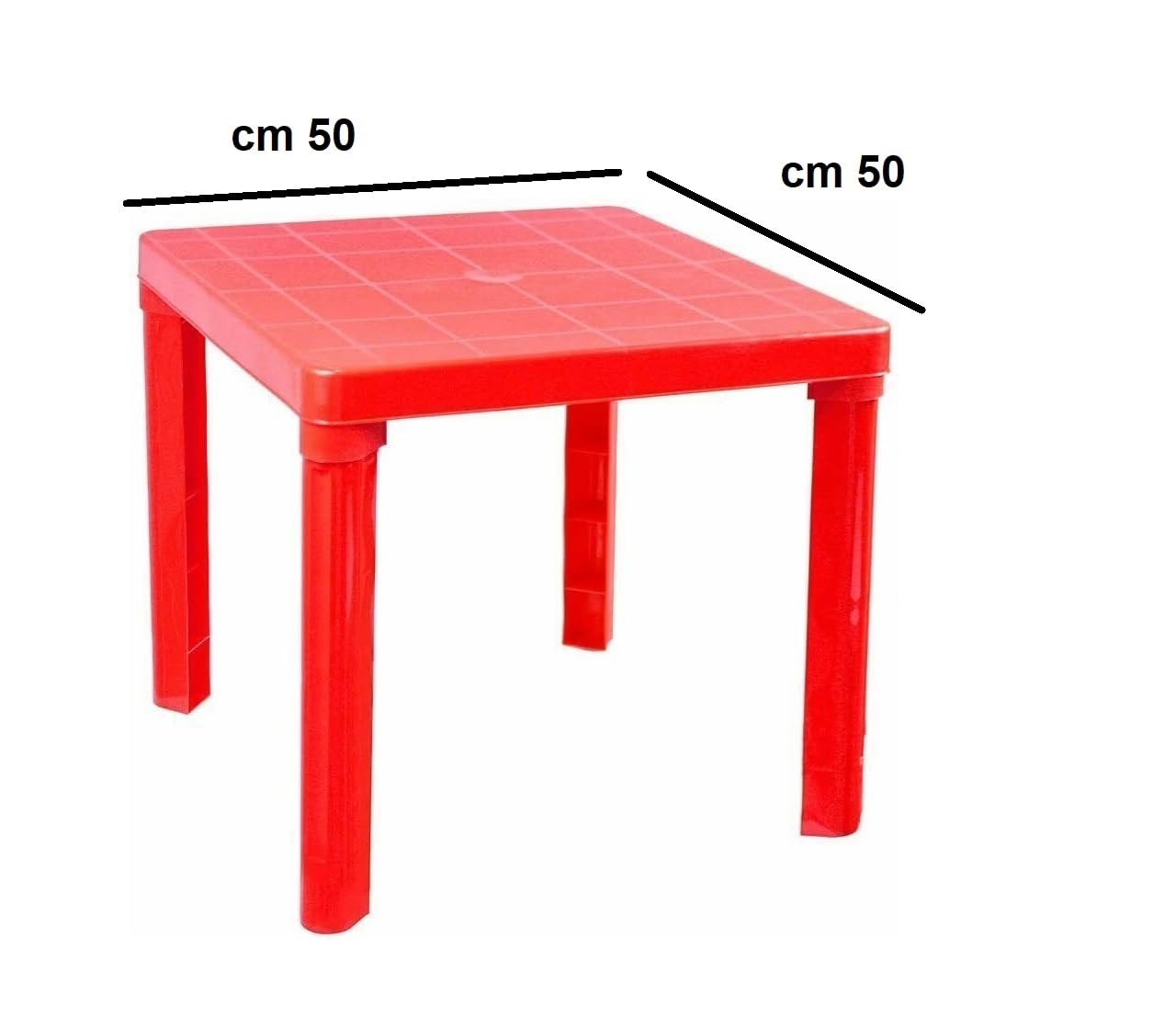 Table basse en plastique pour enfants, table de jeu, table basse en plastique, 50 x 50 cm, pour intérieur extérieur, table pour enfants, table colorée pour enfants (rouge)