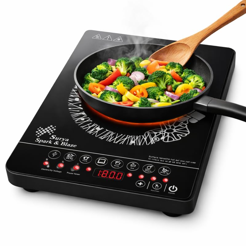 Image of Lambent 𝟏𝟓-𝐘𝐞𝐚𝐫 𝐋𝐨𝐧𝐠-𝐋𝐢𝐟𝐞 𝐖𝐚𝐫𝐫𝐚𝐧𝐭𝐲 Professional Induction Cooktop, 2000 Watt Electric Stove, Infrared Heating Plate, Multi Purpose Cooking Modes, Easy Clean Surface, Home Use