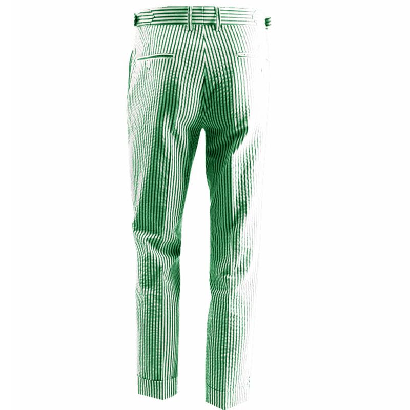 HBDesign Summer Pure Cotton Seersucker Slim Business Casual Men's Dress Pants Thin Striped Mid-Waist Handmade Pants2