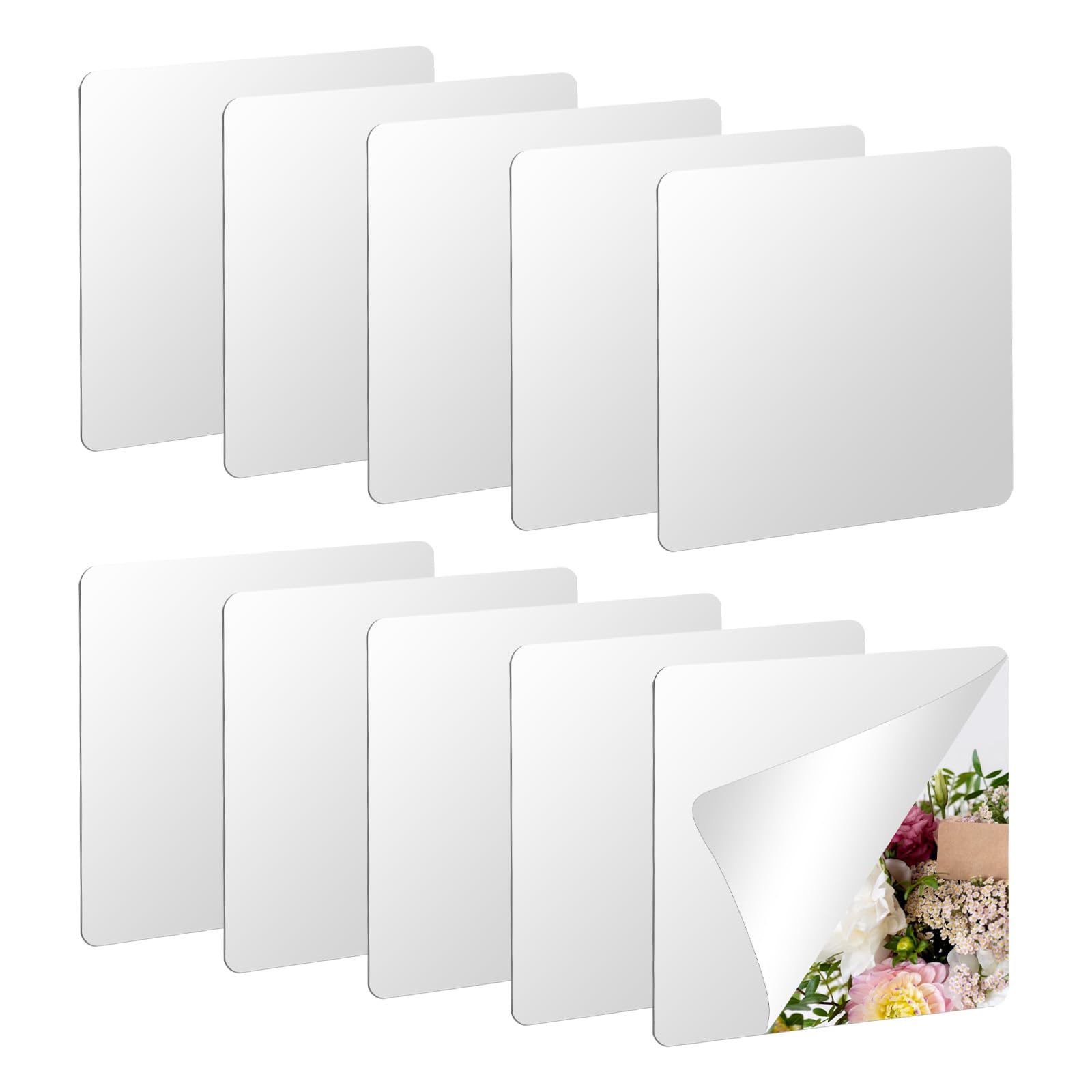 10 PCS 6 x 6 Inch Small Square Shatter Proof Mirror for Kids,Unbreakable Acrylic Mirror for Wall, Plastic Reflector for DIY Craft, Preschool Facial Expression, Hand Makeup, Shaving Home Wall Decor
