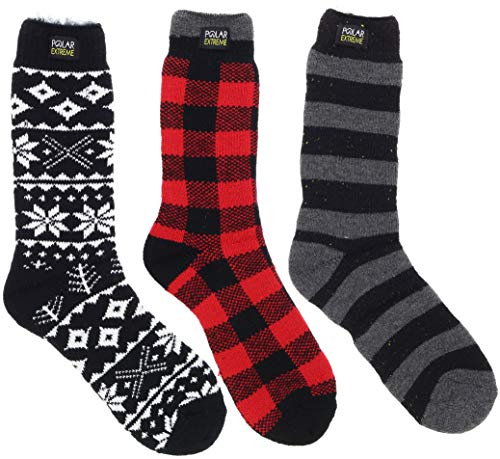 Polar Extreme Men's Thermal Insulated Socks (3Pr) (Black, White, Grey)
