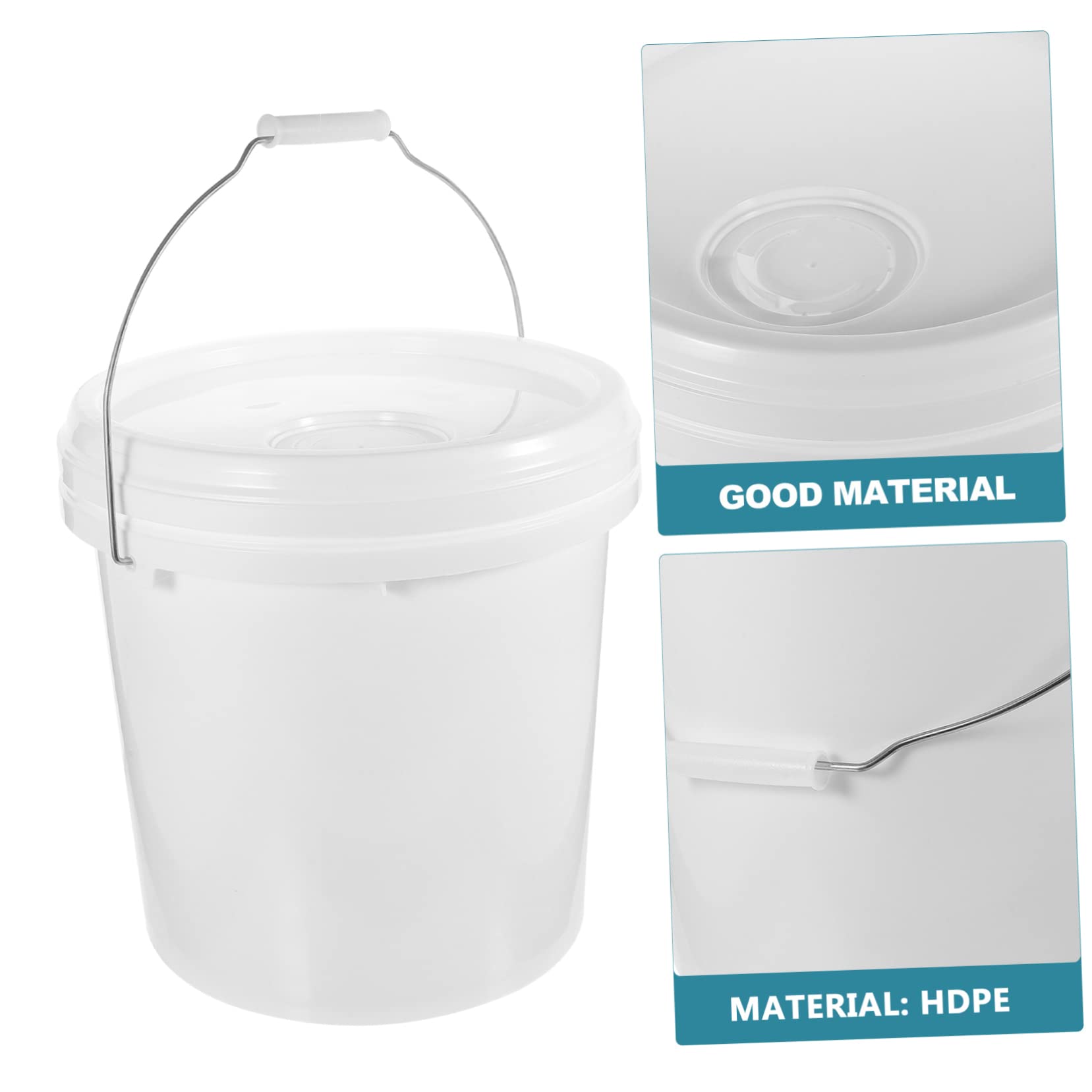 Cubo de Pintura Multifuncional 10l con Tapa Hermética Hdpe de Color Claro con Boca y Mango de Hierro para Almacenamiento y Embalaje de Pintura y Aceites, Uso Exterior E Industrial