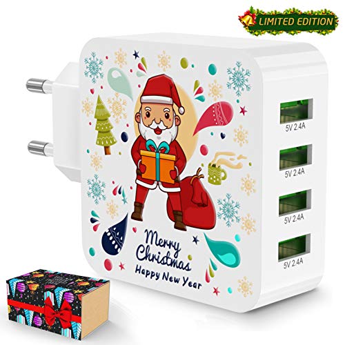 SPLAKS USB Ladegerät 40W/8A 4-Port Wandladegerät Smartphone Charger für Galaxy S7/Edge/S8/S9/Plus iPhone 6/7/8/X/11 Bluetooth/Tragbar Geräte und alle USB-Ladene Geräte