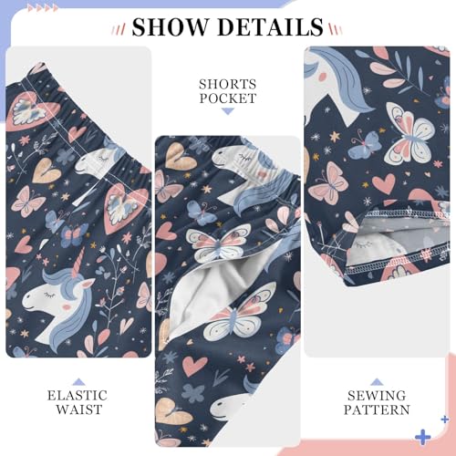 Unicorn Heads Hearts D Long Pajama Pants Bottoms Soft Sleepwear with Pockets4