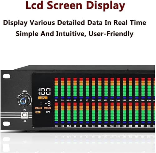 Ecualizador Gráfico Estéreo de 31 Bandas, con Pantalla LED de Espectro, Chip DSP y Reducción de Ruido, 10 Efectos Preestablecidos, Ajuste de Graves, Medios y Agudos, para Estudio de Grabación miniatura 3