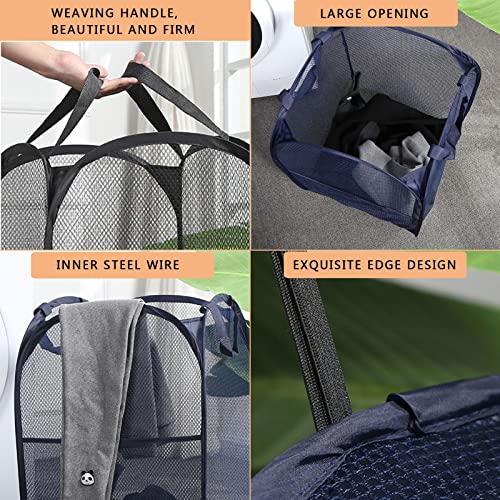 Image of 2 Laundry Baskets, pop-up Laundry Baskets, Foldable mesh Laundry Baskets (Each with 2 Reinforced Handles, Blue