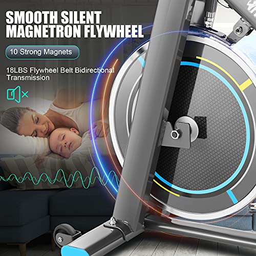 Heimtrainers Fahrrad, Indoor Fitnessbike Mit APP Herzfrequenzmonitor & LCD Monitor, Bequeme Sitzkissen, Schwere… – Bild 5