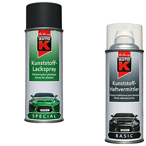 KWASNY_bundle LACKIERSET Kunststoff-LACKSPRAY Anthrazit + Kunststoff-HAFTVERMITTLER JE 400 ML