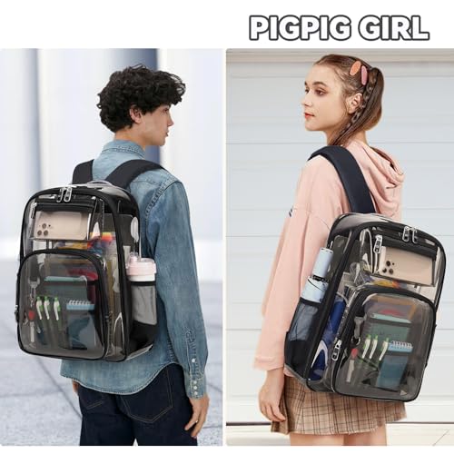 Clear Backpack Heavy Duty TPU, See Through Transparent Bookbag, Quick Security Check Backpacks for Stadium Events and School, Smoky Black4