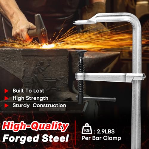 Shall 12 In Heavy-Duty Bar Clamps, 4-Pack Drop Forged Steel Welding F Clamps thumb #4