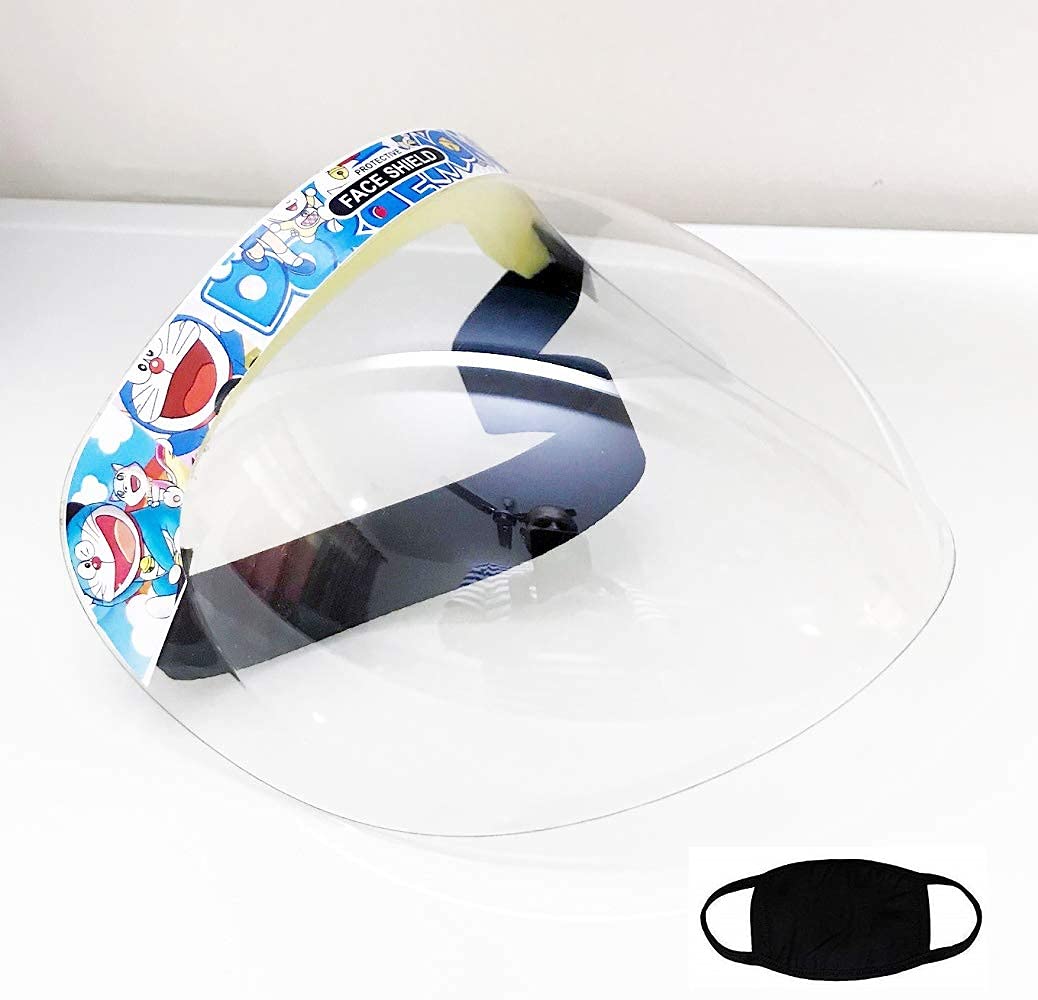 NJ Durable Face Shield,Protective Face Shield, Splash Guard, Protect face and Eyes, 2 Black Washable Face mask FREE, CE and ISO Certified: 2 Pcs