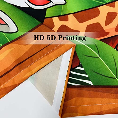 Yuanzu ABCDE31 Animal Curtains Rod Pocket Kids Boys Girls Forest Giraffe Lion Elephant Monkey Zebra Rhinoceros Jungle Zoo Print Pattern Window Drapes For Nursery Baby Bedroom Playroom W42 X L63 Inch 2 Panels thumb #5