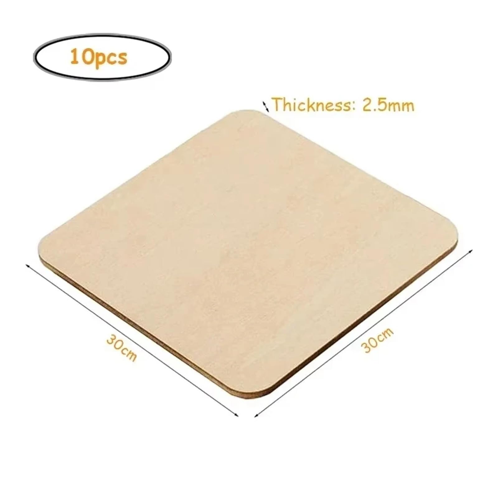 Nieobrobione cienkie deski z drewna Niedokończone klocki drewniane, niedokończone kwadratowe plastry drewna 12-30 cm do majsterkowania(10pcs 30cm)