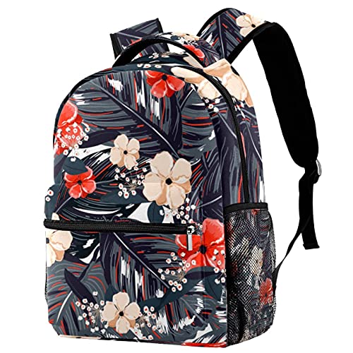 Sac à dos de voyage fleurs rouges et compartiment gourde fille et garçon