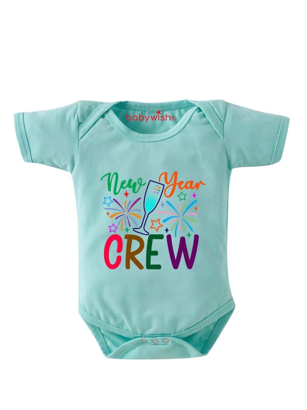 baby wishMy First New Year Romper Clothes Baby New Year Bodysuits Newborn Outfit My 1st New Year Printed Romper with Envelop Neck Half Sleeve Unisex Onesies Infant Dress New Year Crew