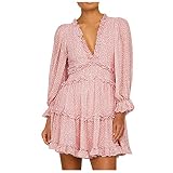 QHDDP Kleid Cocktailkleid GrüN Blazerkleid Weiß Dunkelblaues Abendkleid Abschlusskleider Festliches Kleid Damen Kleid Rosa Festlich PliseeröCke Damen Needle and Thread Kleider Wickelkleid （A-Rosa,XL）