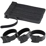 HMROPE 60PCS Fastening Cable Ties Reusable, Premium 6-Inch Adjustable Cord Ties, Microfiber Cloth Cable Management Straps Hook Loop Cord Organizer Wire Ties Reusable (Black Colors)