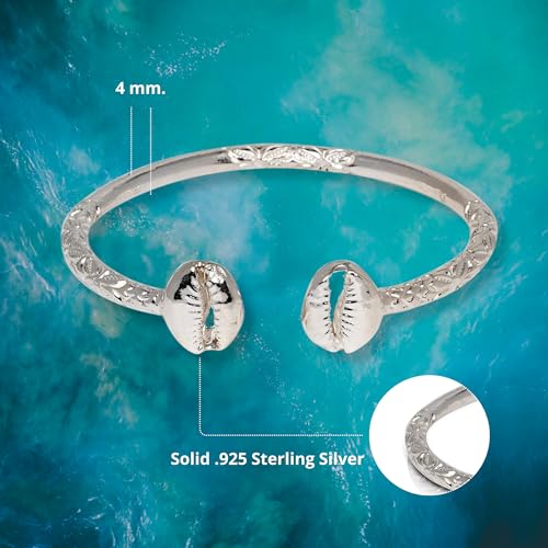 Solid .925 Sterling Silver Cowrie Shell Bangle, 1 piece2