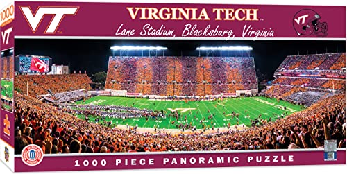 Image of MasterPieces - 1000 Piece Jigsaw Puzzle, NCAA Virginia Tech Hokies, Panoramic Football Stadium View, Fun for Adults and Family, 13 inchx39 inch