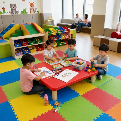 Image of Plastic Strong and Durable Kids Table for Studying Dining Home Virgin Material for 2 to 10 Years | Sustain Upto 50 KG (Red Low Table)
