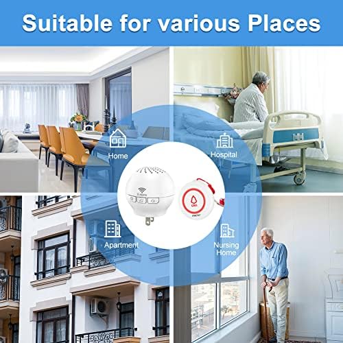 SINGCALL Tuya Wifi Personal Alarm Calling System (Equipment Upgrade), Panic Alarm System for Elderly/Patient/Disabled, 1 Tuya Wifi Smart Plugin Receiver + 2 Home Portable Call Buttons