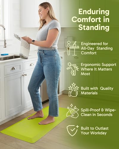 Image of Ophanie Kitchen mats for Floor, 3 /4 inch Thick, Kitchen Rugs, 20x48 Anti Fatigue Standing Cushioned Mat,Waterproof,Comfort Ergonomic mat for Office, Home,Sink with 99+ Pairs of Anti-Slip Bottom Ridges