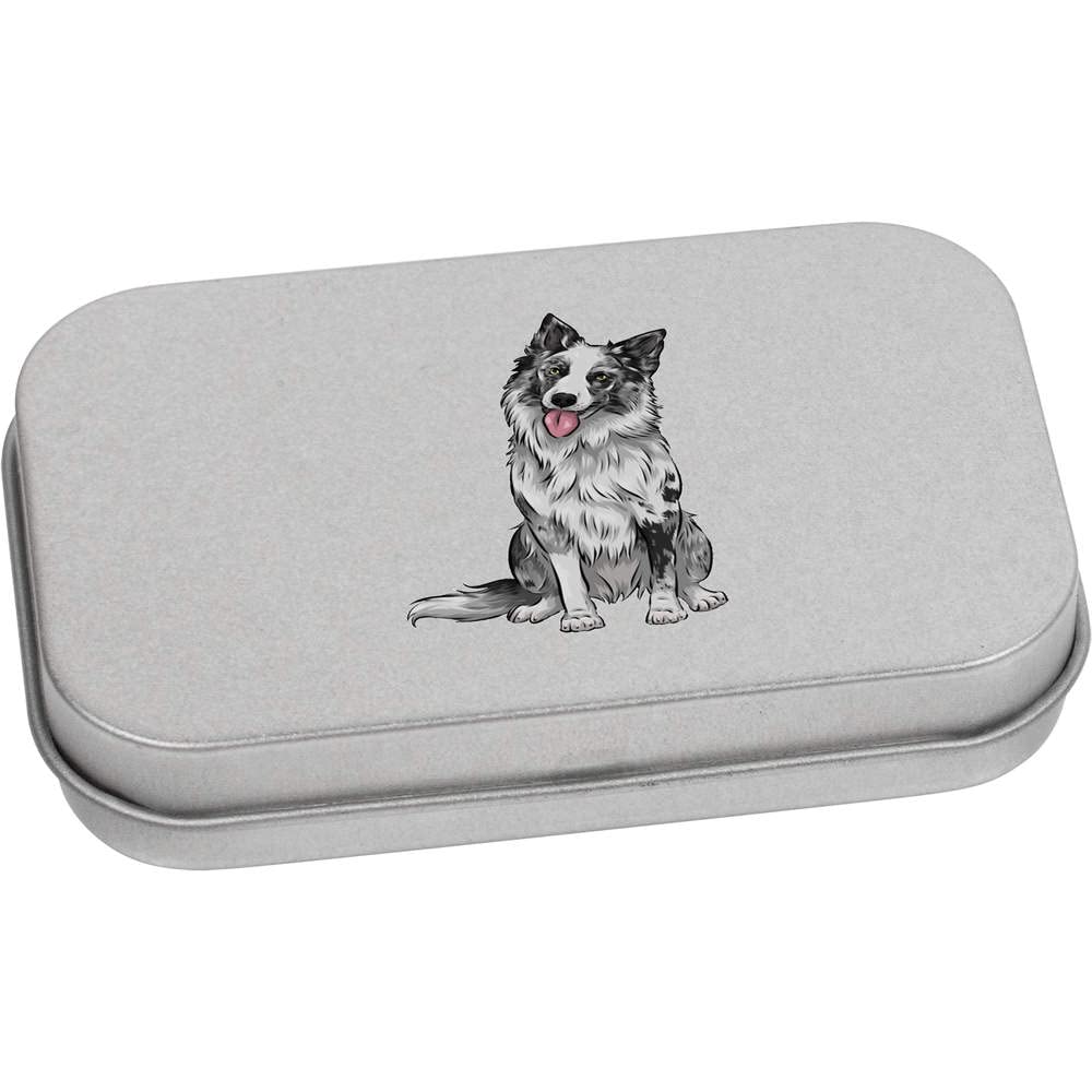 Azeeda 80mm 'Merle Border Collie' Metal Hinged Tin/Storage Box (TT00160161) — image 1