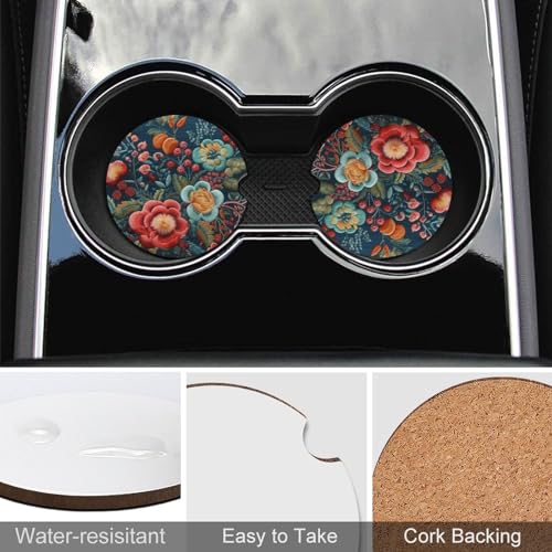 Portavasos para carro con diseño flores y bayas 2 pack miniatura 5