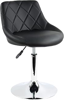 FURWOO PU Leather Low Bar Chair Height Adjustable Swivel Check Backrest Semi-enclosed Backrest for Barber Shop Counter Home Kitchen Front Desk Cashier Beauty Salon Breakfast Bar Stool(Black)