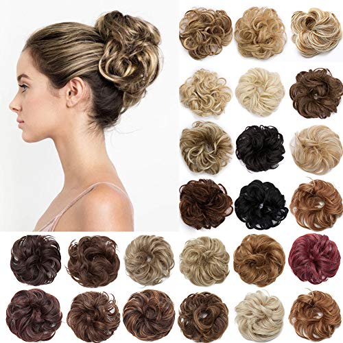 S-noilite Hair Bun Extensions Messy Wavy Curly Dish Donut Scrunchie Hairpiece Accessories Chignons Updo Ponytail Pony Tail Synthetic Hair Extension for Women/ 1 Piece 30G 4A/30