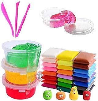 Firstly T DIY Multicolor Scented Magical Slimy Slime Gel Jelly Set Kit Air Dry Magic Crystal Clay Putty Toy Kit for Girls Boys Kids Slime with Glitter | Charms | Glitter Set (3 Slime+ 12 Clay)