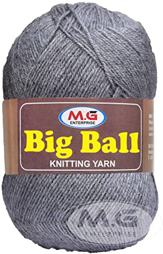 Image of M.G ENTERPRISE Big Ball Steel Grey (400 gm) Wool Ball Hand Knitting Wool /Art Craft Soft Fingering Crochet Hook Yarn, Needle Knitting Yarn Thread dye X Y ZZ