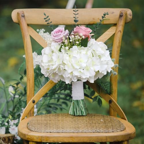 Dremisland Hydrangea Silk Flower Heads Pack of 10 Full Artificial Hydrangea Flowers with Stems for Wedding Centerpieces Bouquets DIY Floral Party Shop Home Decoration image 7