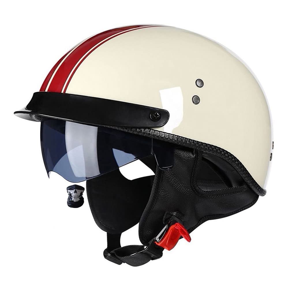 Motorhelm Halfhelm Jethelm Vintage Duitse stijl Cruiser Chopper Scooterhelm Bromfiets Open helm Half Shell helm DOT ECE goedgekeurd,C XL(61 62cm