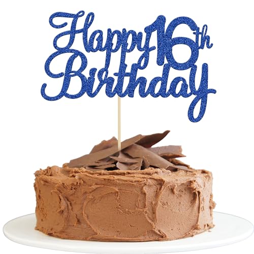 Gyufise 1Pc Happy 16th Birthday Cake Topper Glitter 16th Birthday Cake Pick Cheers to 16 Years Old Sweet 16 Cake Decorations for 16th Birthday Wedding Anniversary Party Supplies