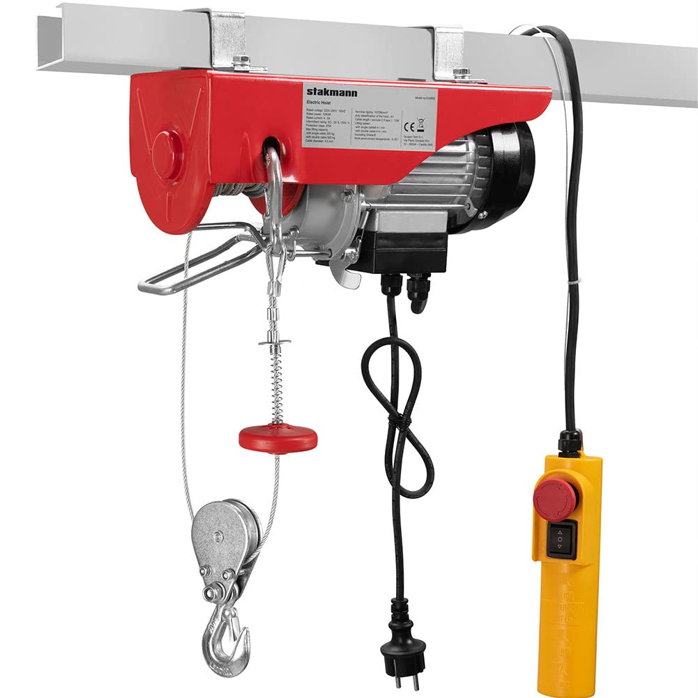 Stakmann Paranco Elettrico 1050W Argano Montacarico Fili Verricello Paranchi Elettrici Sollevatore Carico Sollevamento 220 V Sovraccarico Ascensore Con Telecomando (300kg/​600kg)