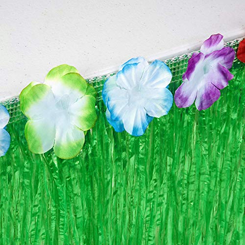 MINGZE Hawaiian Tafelrok, 275 * 75 cm Hawaiiaanse Luau Hibiscus Groene Gras Tafelrok Voor Feestdecoratie Evenementen… - Image 4
