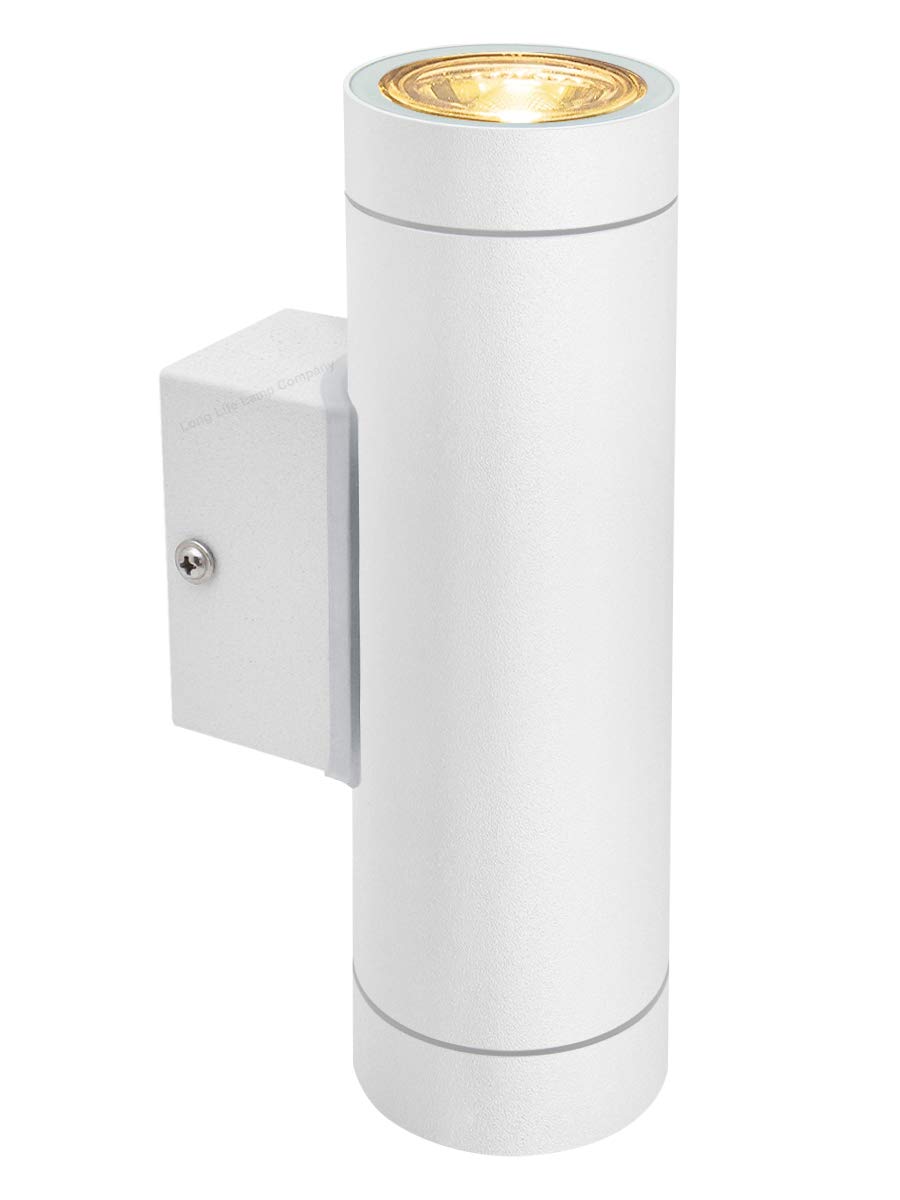 Long Life Lamp Company LED 8W Matt White Stainless Steel Double Outdoor Wall Light Up Down Outdoor Garden Wall Light ZLC054W