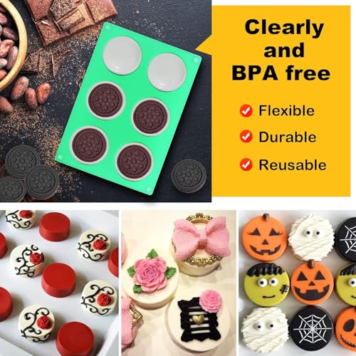 Image of Sidosir 3Pcs Oreo Cookie Chocolate Silicone Mold, 6-Cavity Round Cylinder Oreo Chocolate Cover Molds for Candy, Silicone Baking Molds for Mini Cakes, Jelly