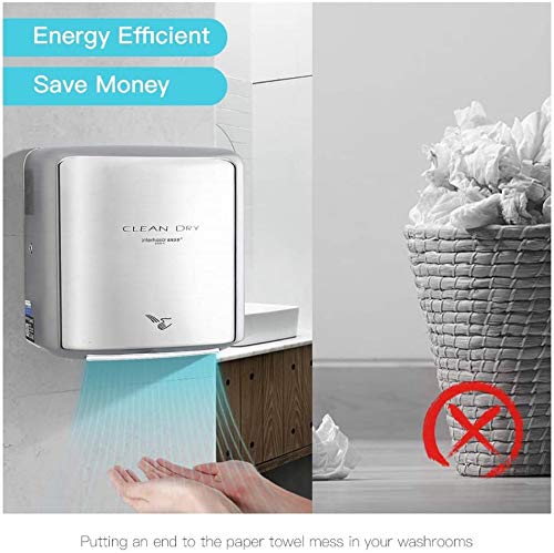 LS-PRO Automatic Hand Dryer Stainless Steel for Commercial Bathrooms. High Speed Hot Air, Dry Hands in 7s. No Touch Operation Infrared Sensor. Easy Installation. Low Noise 60 dB. 1 Year Warranty.