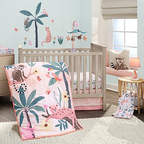 Image of Lambs & Ivy Enchanted Safari Leopard /Lemur Jungle 3-Piece Baby Crib Bedding Set