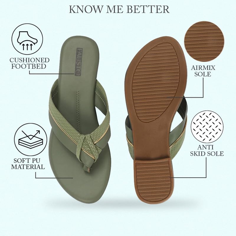 Image of FAUSTO Women's T-Strap Thong Slip On Flats Slippers