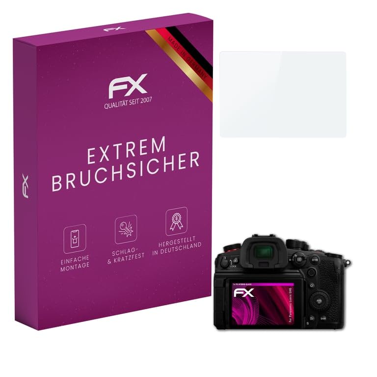 atFoliX Plastic Glass Protective Film compatible with Panasonic Lumix GH6 Glass Protector, 9H Hybrid-Glass FX Screen Protector