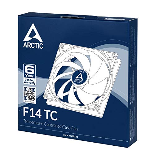Arctic F14 Tc - 140 Mm Case Fan With Temperature Control, Very Quiet Motor, Computer, Fan Speed: 400-1350 Rpm – Black/White #TOP6