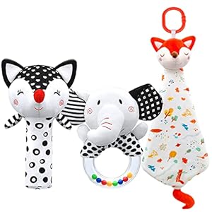 Baby Rattles 0-6 Months Newborn Toys Rattles for Babies 0-6 Months Baby Toys 0-3 Months Infant Toys 0-3 Months, Black…