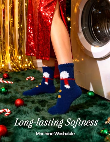 Image of TEHOOK Warm & Cozy Gifts for Women, Fluffy Fuzzy Plush Sleeping Slipper Socks - Soft Warm Fabric