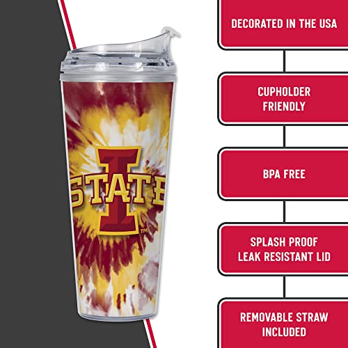 Image of Rico Industries NCAA Glitter 24oz Acrylic Glitter Tumbler with Hinged Lid, Officially Licensed Double Wall Tumbler with Straw
