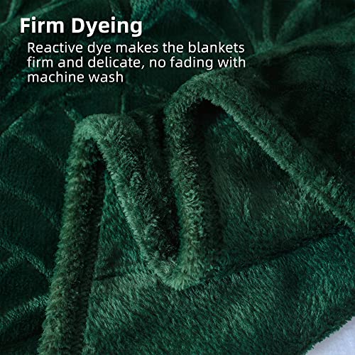 Whale Flotilla Flannel Fleece Twin Size Blanket for Bed, Soft Fluffy Velvet Bedspread Coverlet with Decorative Vintage Pattern for All Season, Warm and Lightweight, 90x66 Inch, Deep Green